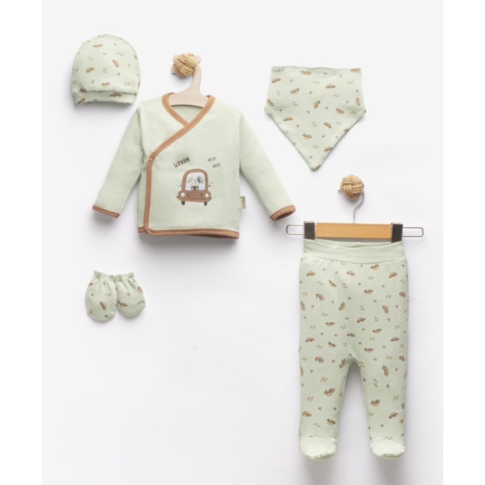 Σετ Νεογέννητο 5Τμχ Για Αγόρι Εκρού 0-3 Μηνών Φυστικί