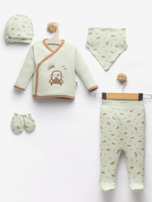 Σετ Νεογέννητο 5Τμχ Για Αγόρι Εκρού 0-3 Μηνών Φυστικί