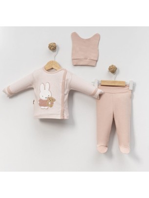 Σετ Νεογέννητο 3Τμχ Για Κορίτσι 0-3 Μηνών Ροζ