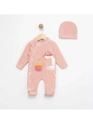 Βρεφικό Βελουτέ Φορμάκι Για Κορίτσι 3-12 Μηνών Σομόν