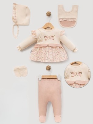 Σετ Νεογέννητο 5Τμχ Για Κορίτσι  0-3 Μηνών Ροζ
