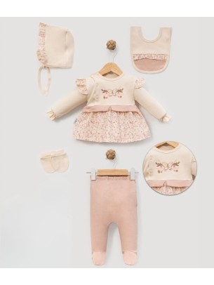 Σετ Νεογέννητο 5Τμχ Για Κορίτσι  0-3 Μηνών Ροζ