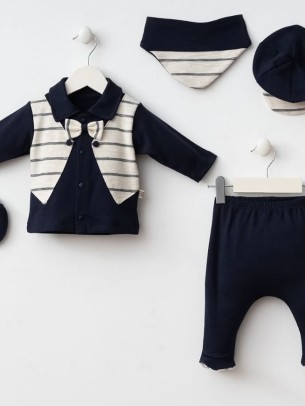 Σετ Νεογέννητο 5Τμχ Για Αγόρι  0-3 Μηνών Σκούρο Μπλε