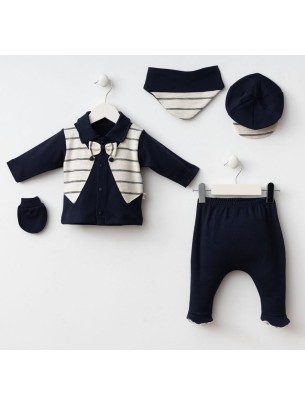 Σετ Νεογέννητο 5Τμχ Για Αγόρι  0-3 Μηνών Σκούρο Μπλε
