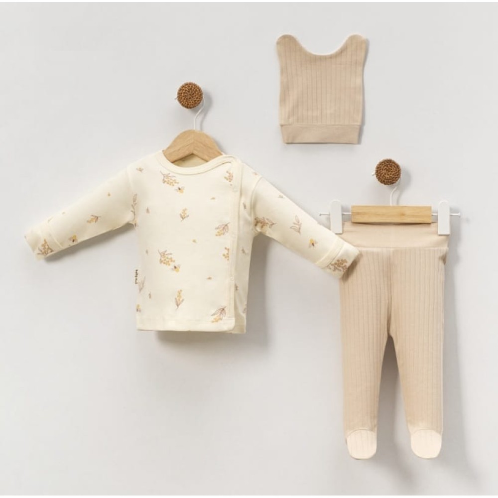 Σετ Νεογέννητο 3Τμχ Για Κορίτσι  0-3 Μηνών Μπεζ