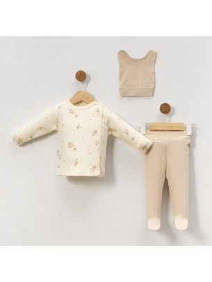 Σετ Νεογέννητο 3Τμχ Για Κορίτσι  0-3 Μηνών Μπεζ