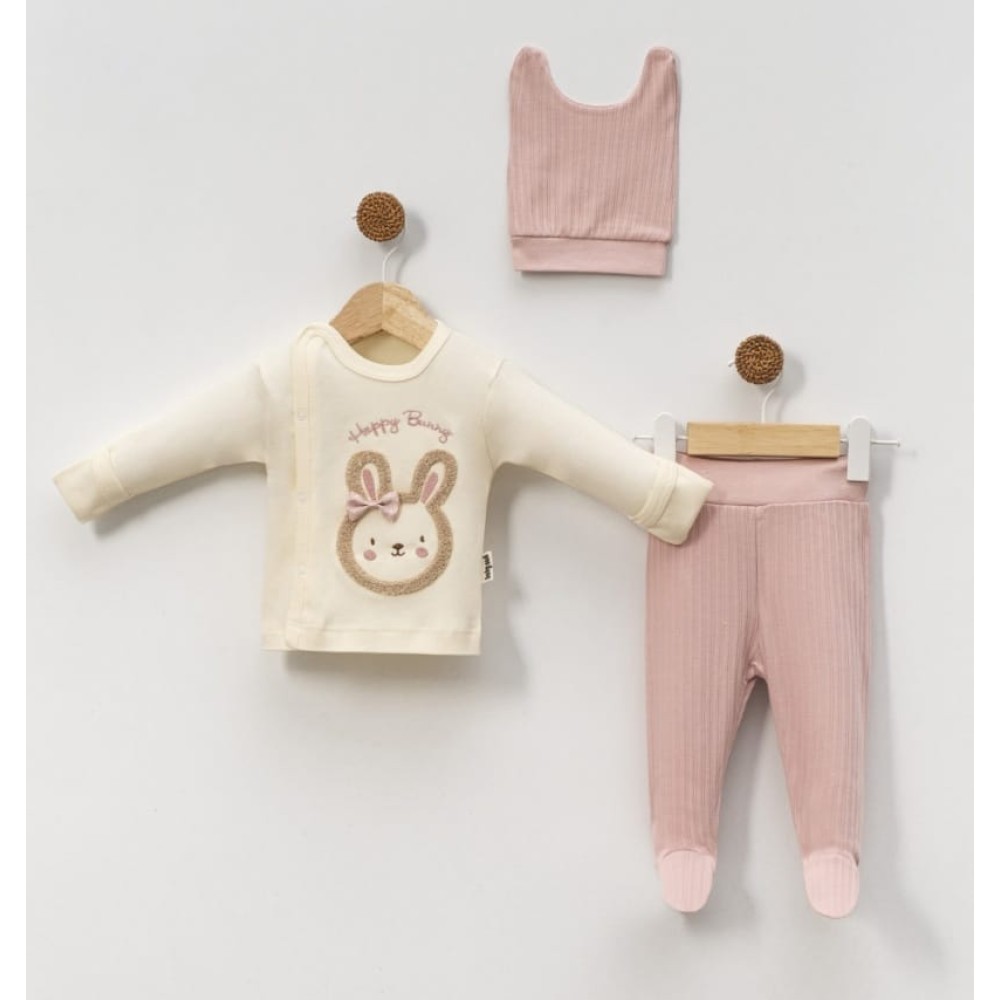 Σετ Νεογέννητο 3Τμχ Για Κορίτσι 0-3 Μηνών Πούδρα