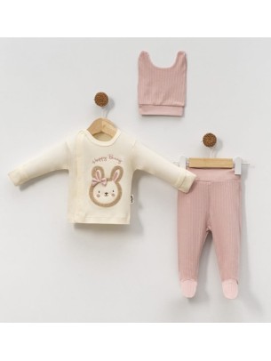 Σετ Νεογέννητο 3Τμχ Για Κορίτσι 0-3 Μηνών Πούδρα