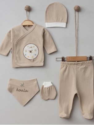 Σετ Νεογέννητο 5Τμχ Για Αγόρι  0-3 Μηνών Καφέ