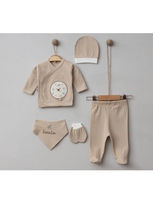 Σετ Νεογέννητο 5Τμχ Για Αγόρι  0-3 Μηνών Καφέ