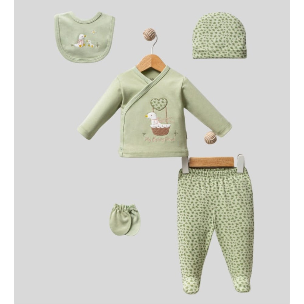 Σετ Νεογέννητο 5Τμχ Για Κορίτσι  0-3 Μηνών Φυστικί