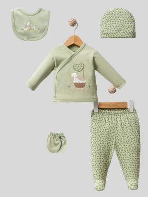 Σετ Νεογέννητο 5Τμχ Για Κορίτσι  0-3 Μηνών Φυστικί