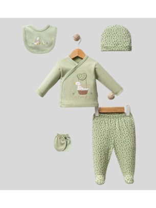 Σετ Νεογέννητο 5Τμχ Για Κορίτσι  0-3 Μηνών Φυστικί