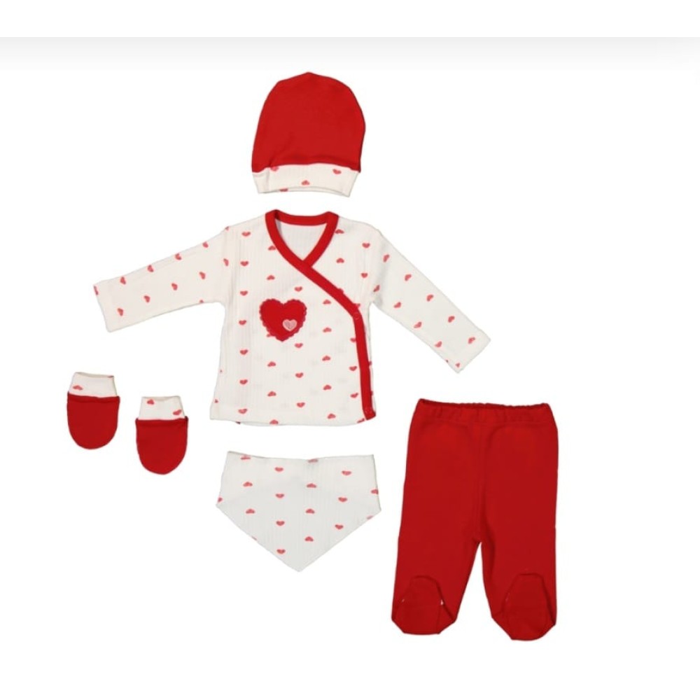 Σετ Νεογέννητο 5Τμχ Για Κορίτσι 0-3 Μηνών Κόκκινο