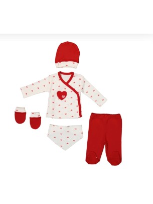 Σετ Νεογέννητο 5Τμχ Για Κορίτσι 0-3 Μηνών Κόκκινο