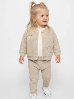 Βρεφικό Σετ 3Τμχ Για Κορίτσι 3-12 Μηνών Μπεζ