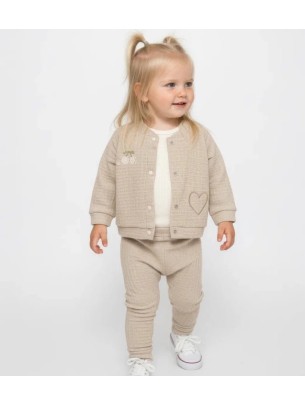 Βρεφικό Σετ 3Τμχ Για Κορίτσι 3-12 Μηνών Μπεζ