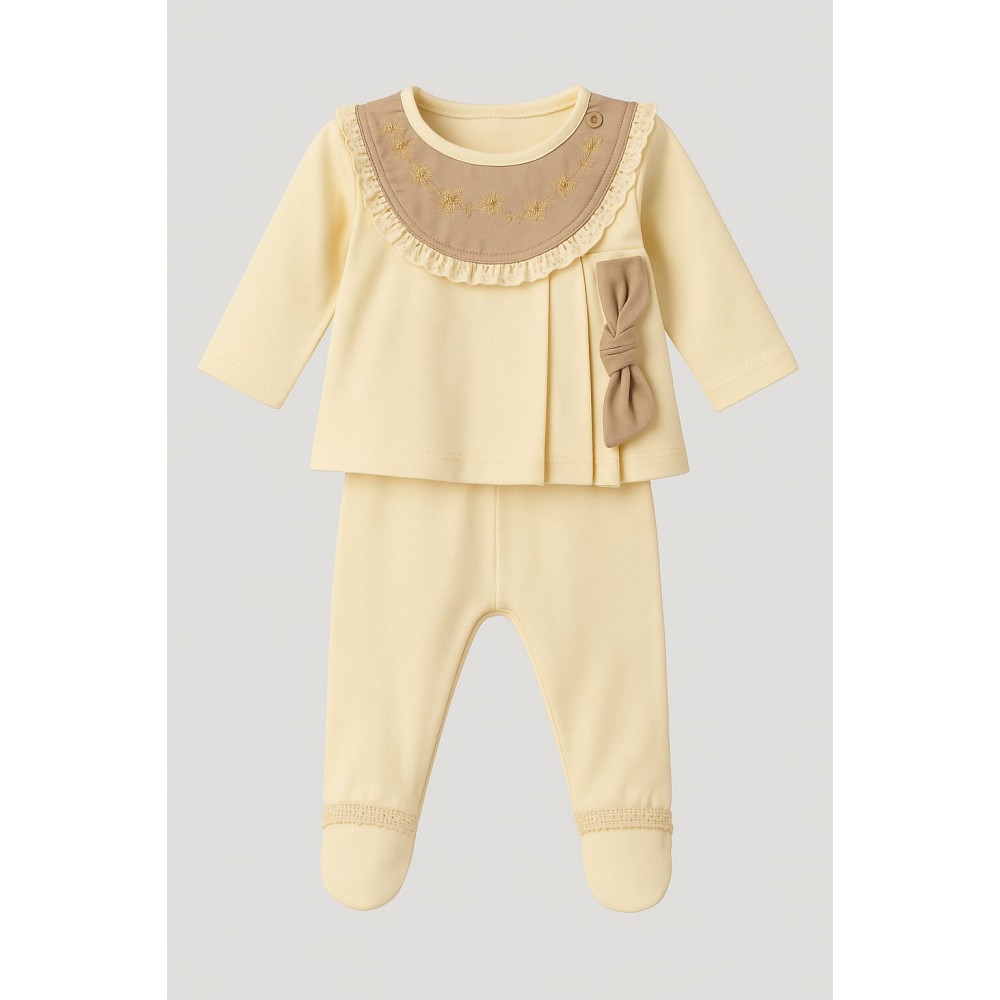 Σετ Νεογέννητο 3Τμχ Για Κορίτσι 0-3 Μηνών Εκρού