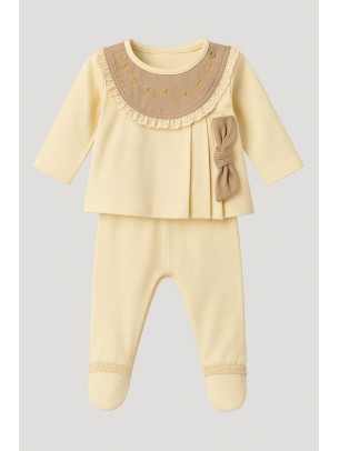 Σετ Νεογέννητο 3Τμχ Για Κορίτσι 0-3 Μηνών Εκρού