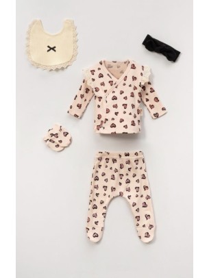 Σετ Νεογέννητο 5Τμχ Για Κορίτσι 0-3 Μηνών Πούδρα