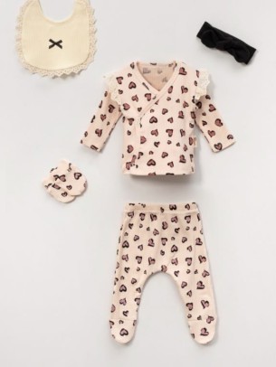 Σετ Νεογέννητο 5Τμχ Για Κορίτσι 0-3 Μηνών Πούδρα