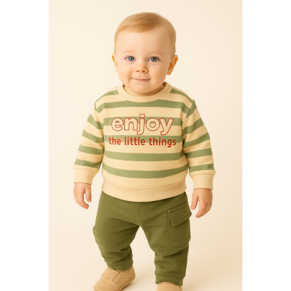 Βρεφικό Σετ Φόρμα με Φλις Για Αγόρι 6-24 Μηνών Πράσινο