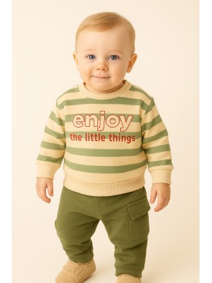 Βρεφικό Σετ Φόρμα με Φλις Για Αγόρι 6-24 Μηνών Πράσινο