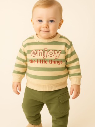 Βρεφικό Σετ Φόρμα με Φλις Για Αγόρι 6-24 Μηνών Πράσινο