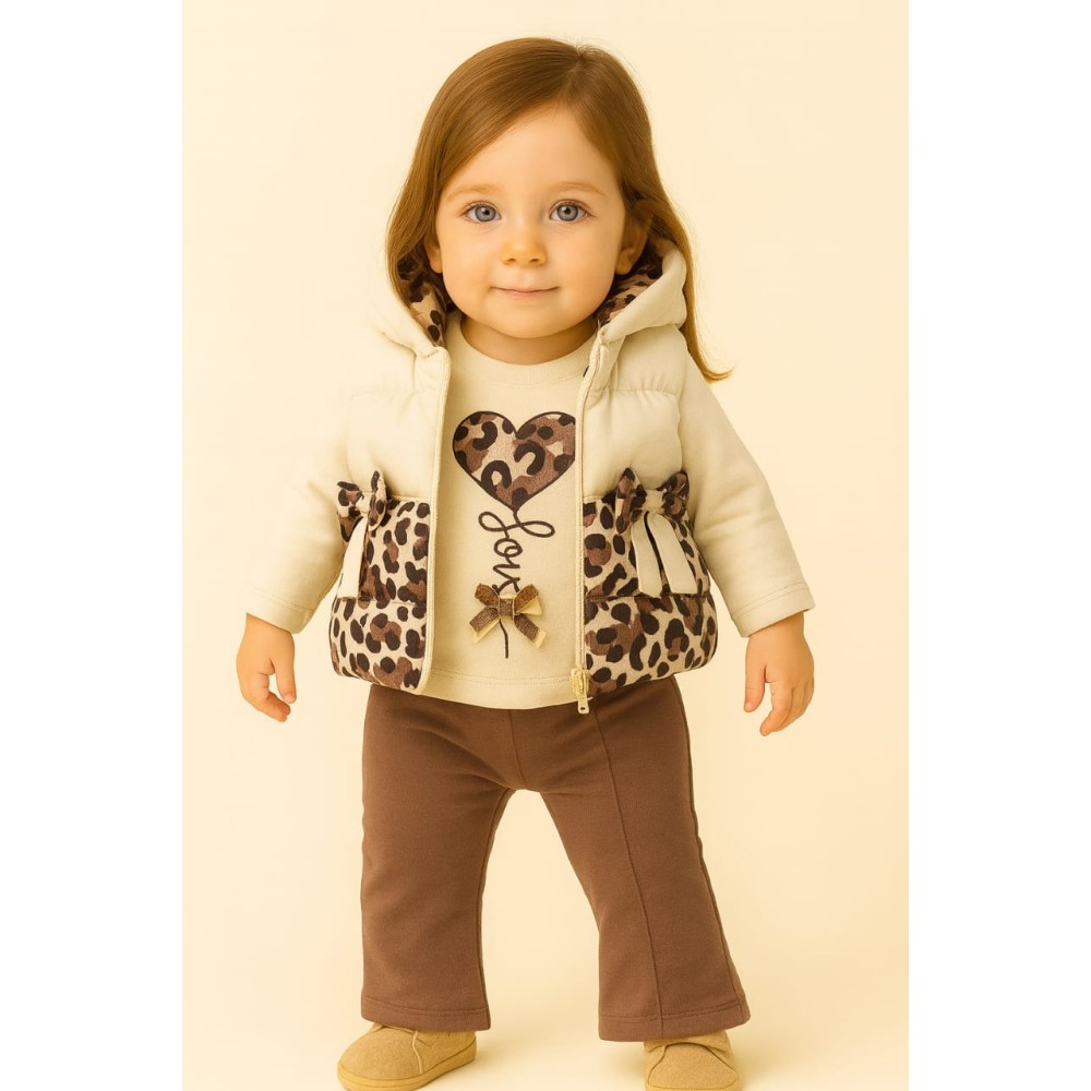 Βρεφικό Σετ 3Τμχ Για Κορίτσι 6-18 Μηνών Καφέ