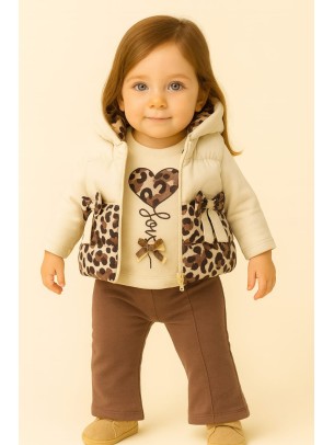 Βρεφικό Σετ 3Τμχ Για Κορίτσι 6-18 Μηνών Καφέ