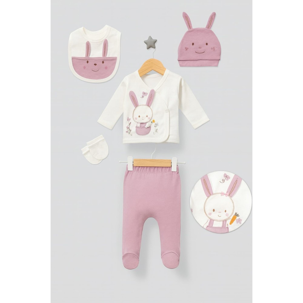 Σετ Νεογέννητο 5 Τμχ Για Κορίτσι  0-3 Μηνών Ροζ