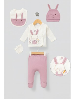 Σετ Νεογέννητο 5 Τμχ Για Κορίτσι  0-3 Μηνών Ροζ