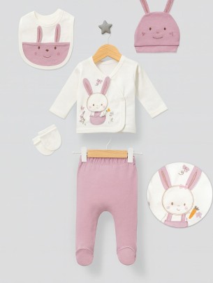 Σετ Νεογέννητο 5 Τμχ Για Κορίτσι  0-3 Μηνών Ροζ