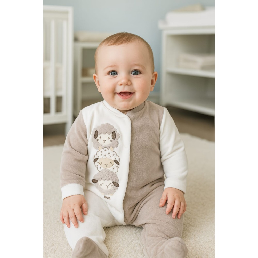 Βρεφικό Βελουτέ Φορμάκι Για Αγόρι 0-9 Μηνών Μπεζ