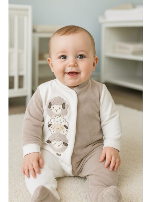 Βρεφικό Βελουτέ Φορμάκι Για Αγόρι 0-9 Μηνών Μπεζ