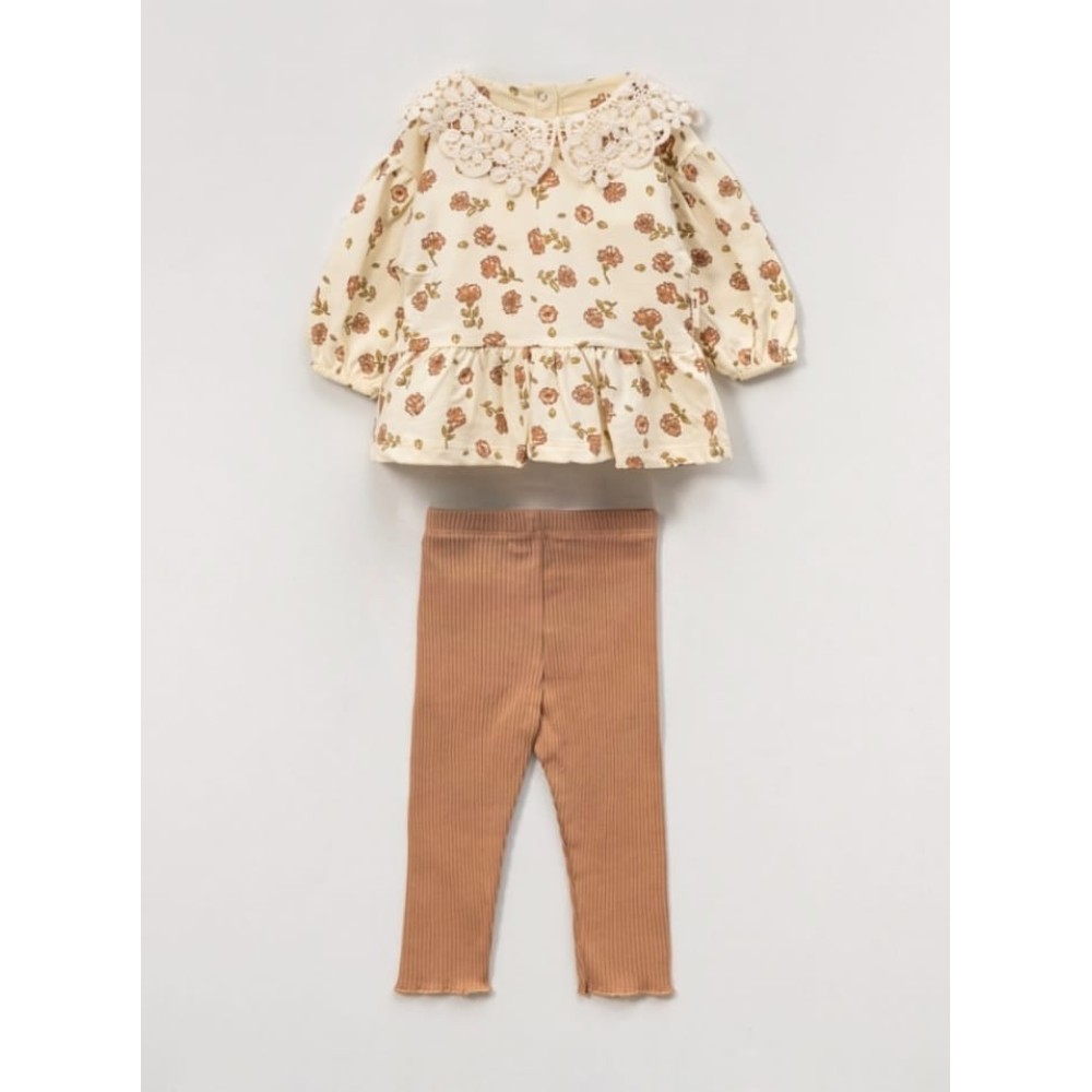 Βρεφικό Σετ Για Κορίτσι 6-24 Μηνών  Εκρού-Καφέ