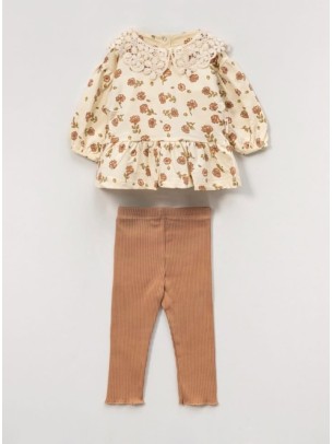 Βρεφικό Σετ Για Κορίτσι 6-24 Μηνών  Εκρού-Καφέ