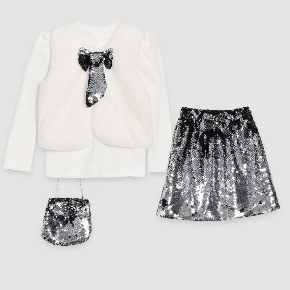 Παιδικό Σετ 4Τμχ Για Κορίτσι 6-9 Χρονών Λευκό - Ασημί 