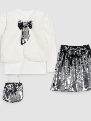 Παιδικό Σετ 4Τμχ Για Κορίτσι 6-9 Χρονών Λευκό - Ασημί 