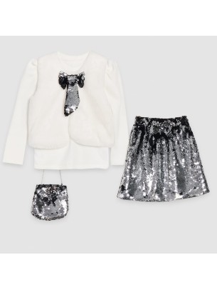 Παιδικό Σετ 4Τμχ Για Κορίτσι 6-9 Χρονών Λευκό - Ασημί 