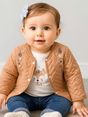 Βρεφικό Σετ 3Τμχ Για Κορίτσι 6-18 Μηνών Καφέ