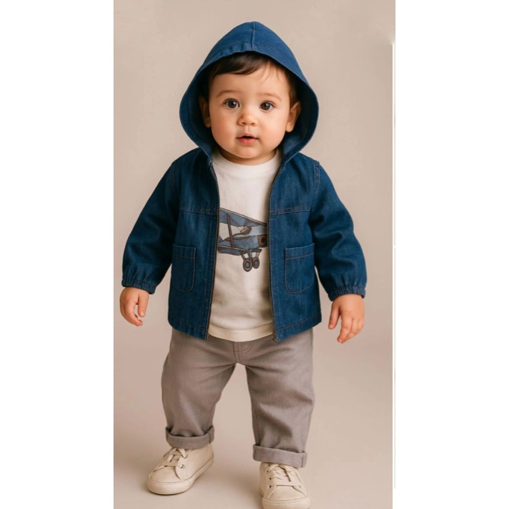 Βρεφικό Σετ 3Τμχ Για Αγόρι 6-18 Μηνών Σκούρο Μπλε-Γκρι 