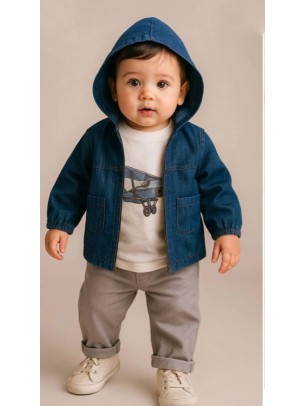 Βρεφικό Σετ 3Τμχ Για Αγόρι 6-18 Μηνών Σκούρο Μπλε-Γκρι 