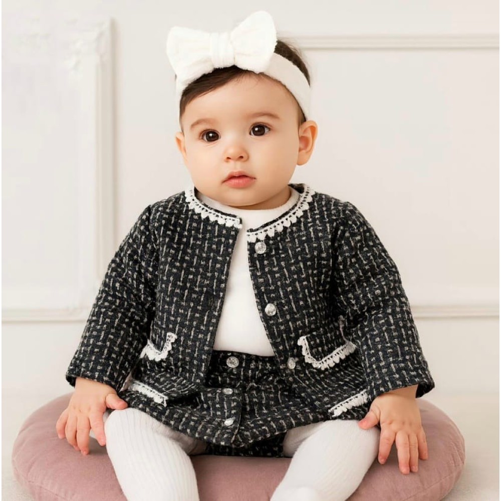 Βρεφικό Σετ 3Τμχ Για Κορίτσι 6-18 Μηνών Γκρι