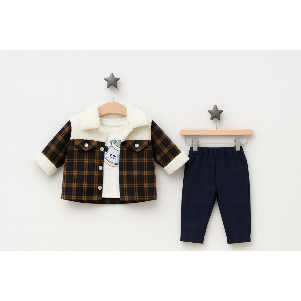 Βρεφικό Σετ 3Τμχ  Για Αγόρι 6-18 Μηνών Σκούρο Μπλε