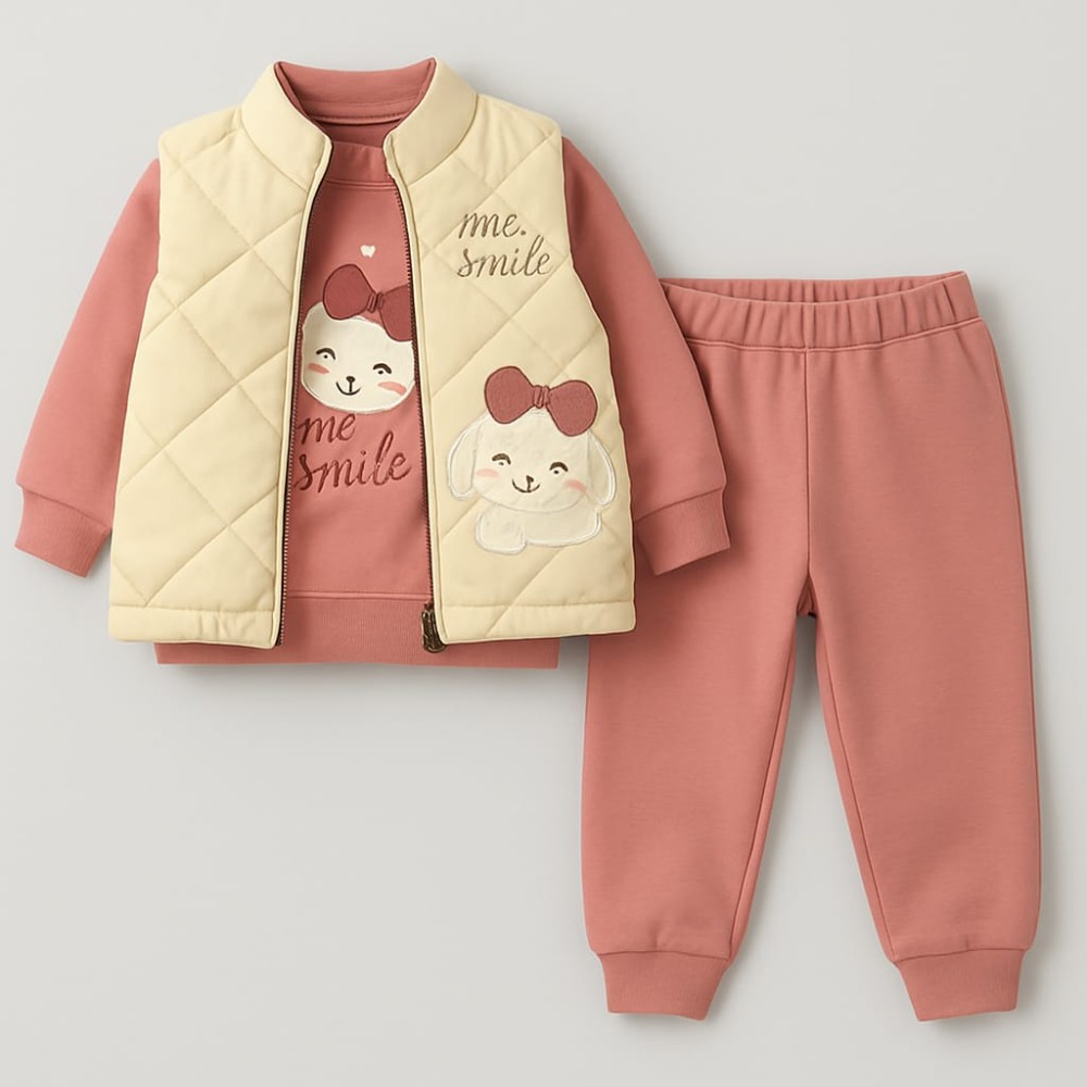 Βρεφικό Σετ 3Τμχ Για Κορίτσι 9-24 Μηνών Κοραλί 