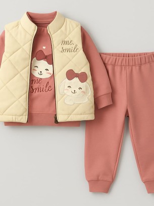 Βρεφικό Σετ 3Τμχ Για Κορίτσι 9-24 Μηνών Κοραλί 