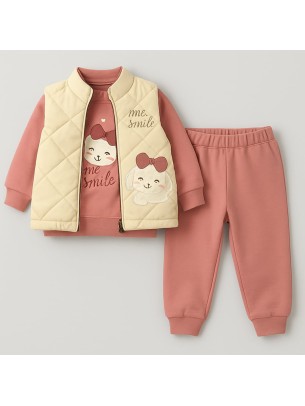 Βρεφικό Σετ 3Τμχ Για Κορίτσι 9-24 Μηνών Κοραλί 