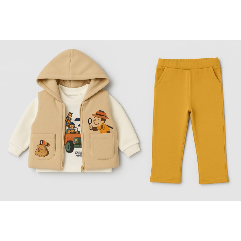 Βρεφικό Σετ 3Τμχ Για Αγόρι 6-24 Μηνών Μπεζ