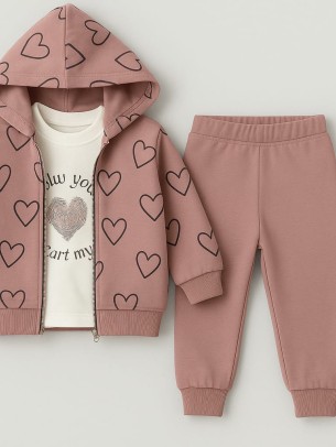 Βρεφικό Σετ 3Τμχ Για Κορίτσι 9-24 Μηνών Ρόζ